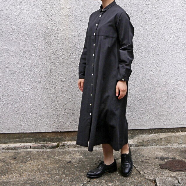 Susuri ススリ ヘムレンシャツワンピース 261 Greenish Black Routes Roots