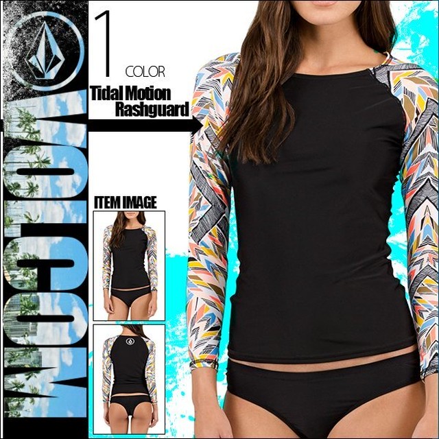 O ボルコム ラッシュガード レディース 長袖 ラグラン 水着 マリンスポーツ Uvカット アウトドア フィットネス 黒 S Volcom Beachdays Okinawa
