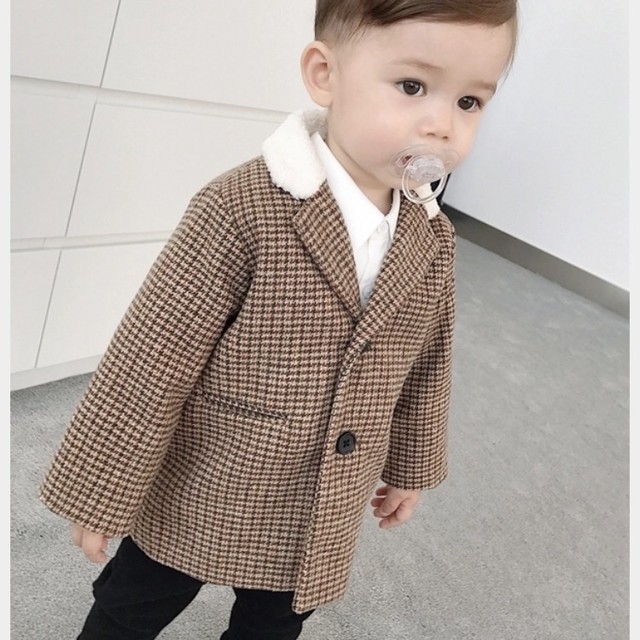 Kids グレンチェックチェスターコート Fanfan Closet ファンファンクローゼット