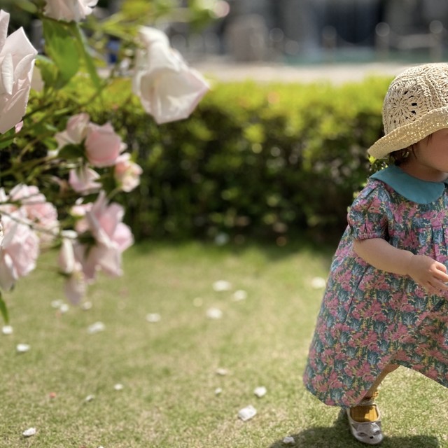 再入荷 Flower Paper Hat キッズ ベビー 帽子 麦わら帽子 ペーパーハット 花模様 Gypso