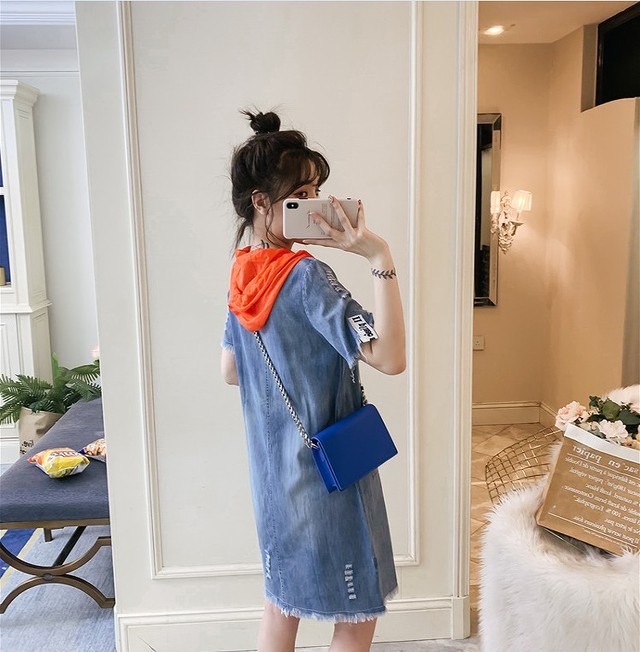 大きいサイズ レディース フード付きデニムワンピース パーカー ダメージ 春夏 半袖 S 大きいサイズ 送料無料 レディース通販店 株 ｋｅｃｃｈi 静岡