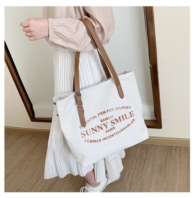 大容量で便利 トートバッグ レトロ 英字ロゴ カジュアル レディース 通勤 通学 エコバッグ デイリー ショッピング Ptnym3297 Shop Suba