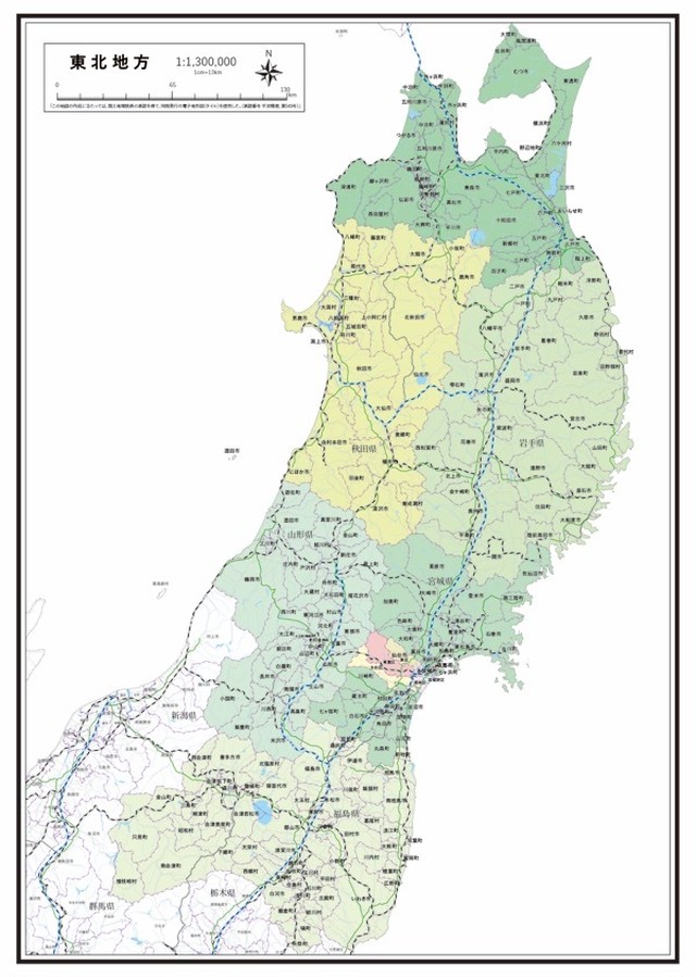 P7東北地方 高速道路 鉄道 K Tohoku P7 楽地図 日本全国の白地図ショップ