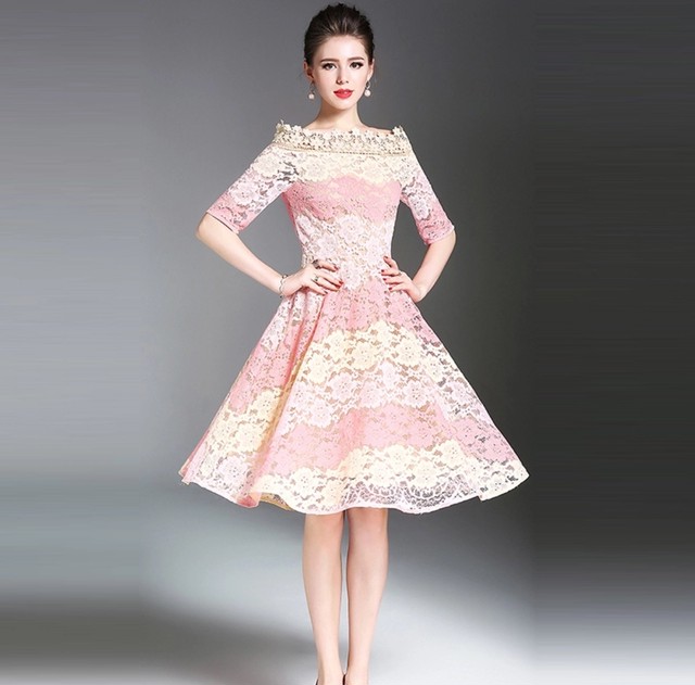 商品番号 23 総レースワンピース ピンク Tuery レディースファッション