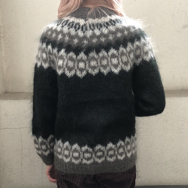 キラキラモヘア 英国製 ノルディックニット モヘア 緑 高円寺古着 Slat Albatross Vintage