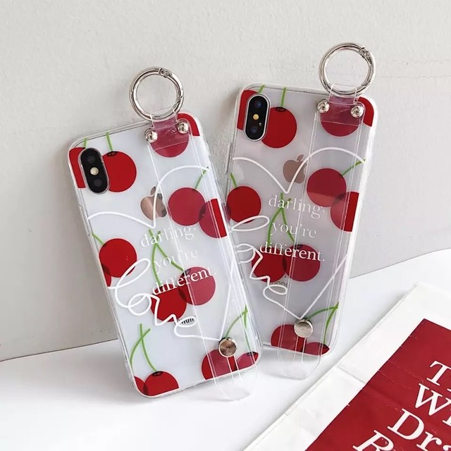 チェリーが可愛い バンド付 Iphoneケース 落下防止キャラクター Miina Style