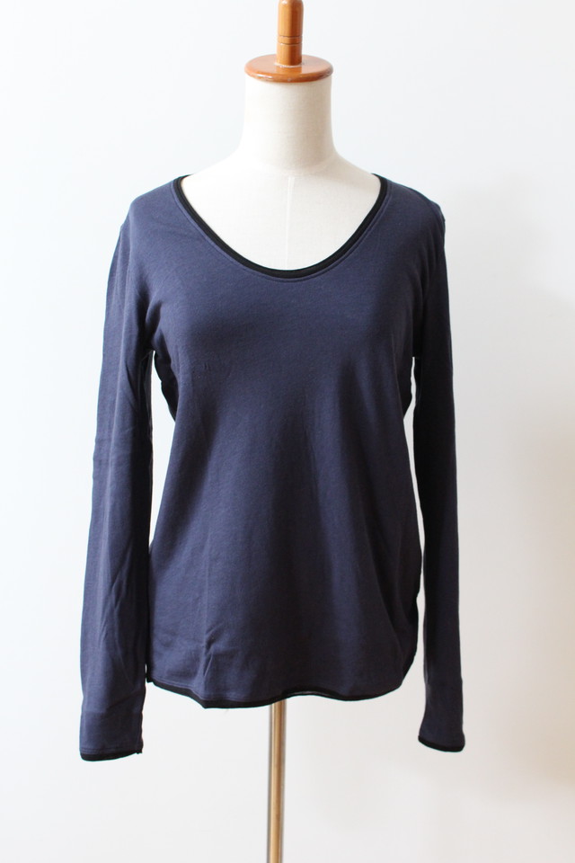 新色 Skin Wレイヤー長袖ｔシャツ オーガニックコットン100 Navy