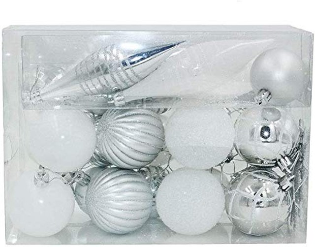 Jpcs Lightthebo クリスマス オーナメント 30個 セット 北欧 テイスト 飾り 美しい 雪深い森 シルバー ホワイト 60mm 50mm Az Japan Classic Store
