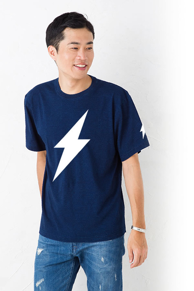 インディゴ Tシャツ メンズ レディース お揃い ペアルック 半袖 チャージ プリント ダークインディゴ Tシャツ通販のgracious Ground