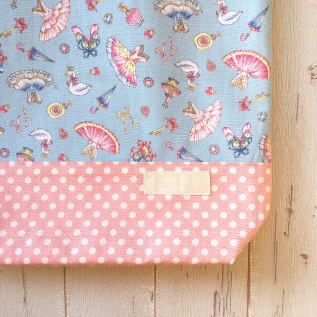 体操着入れ マチあり大サイズ 水色バレリーナ Yuwaピンク白ドット ハンドメイド通園通学グッズ 小物 Cocoa