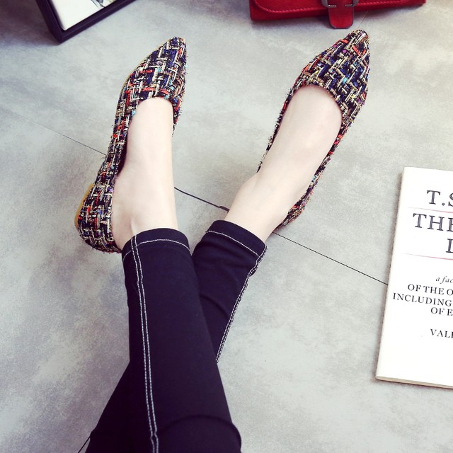 小さいサイズ 大きいサイズ追加 ツイード ポインテッドトゥ フラットシューズ ぺたんこシューズ 女性 レディース ローヒール 大きいサイズ パンプス オシャレ カラーミックス きれいめ 柔らかソール 1123 Sayurio レディースアパレル ファッション プチプラ