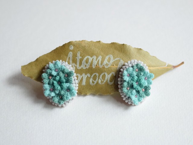 イヤリング Soup エメラルドグリーン Itono Brooch