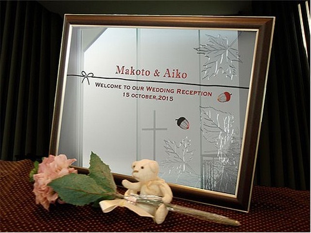 結婚式 ウェディング ウェルカムボード ミラー 秋 紅葉 メイプル Mサイズ ウェディング ギフト ミシェル
