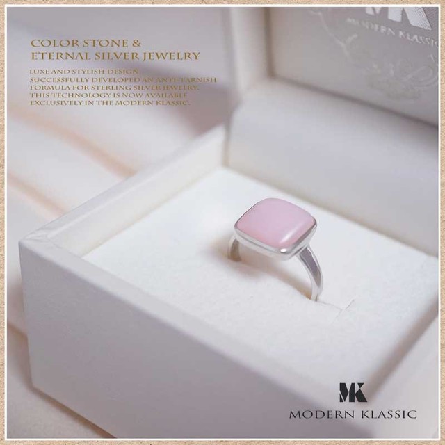 Modern Klassic モダンクラシック プチジオメトリ リング ピンクオパール 変色しないエターナルシルバー 11号 Carnier Miki