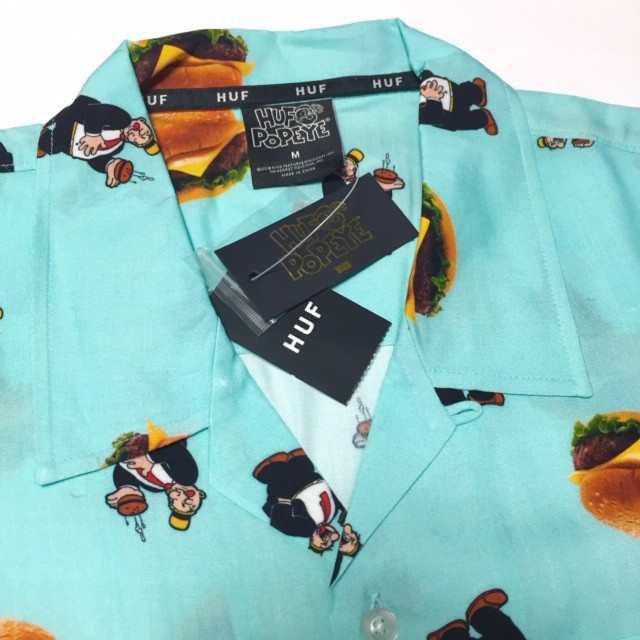 Huf X Popeye Wimpy Burger Button Up Shirt Mint ハフ X ポパイ コラボ ウィンピー バーガー ボタンアップ シャツ ミント Pretzels Skateboard And Culture