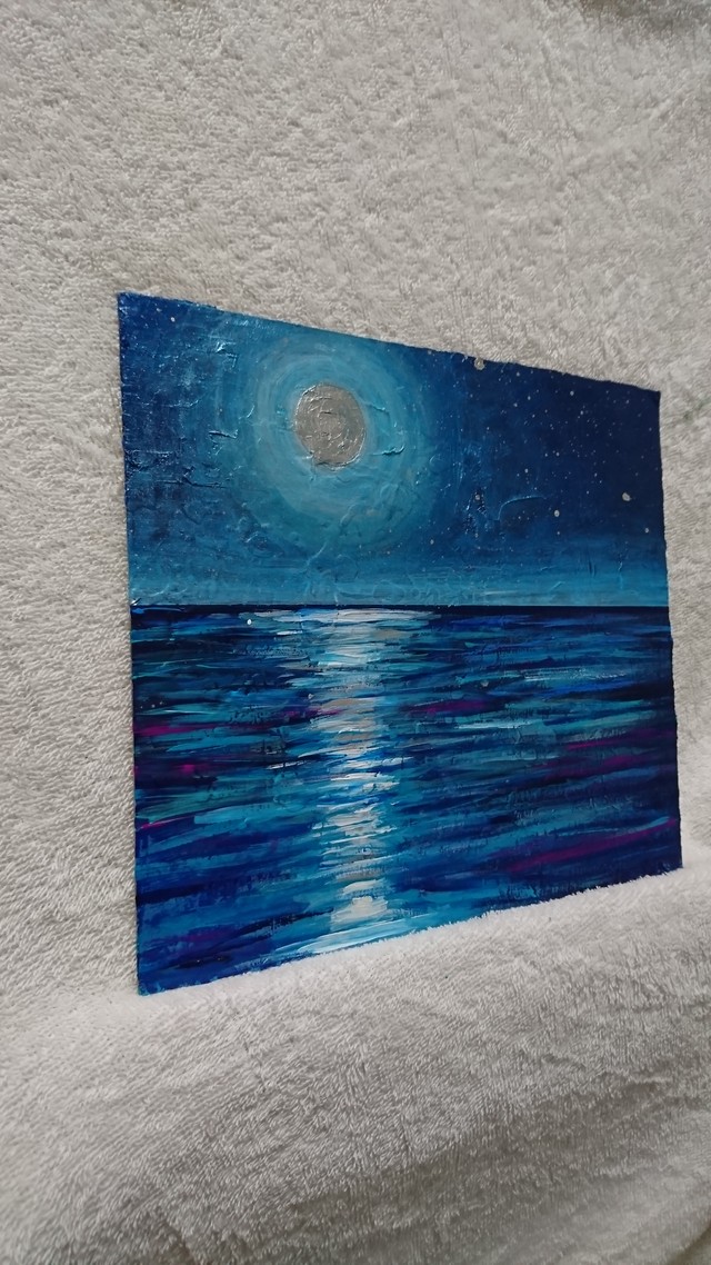油絵 海 L 色紙 油絵 絵画 美術 Hiroshi1990