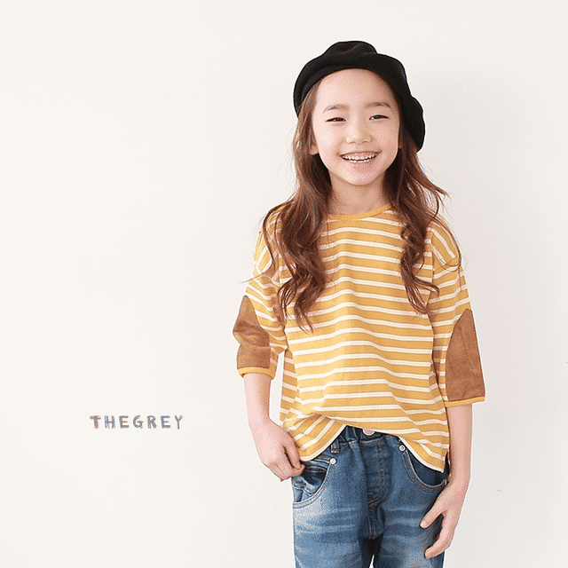 ボーダー カットソー 七分袖 ゆったり 子供服 デザイン 韓国子供服 Petit Color