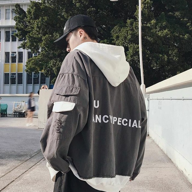 フェイクレイヤード フード付き ジャケット パーカー コットン 襟付き ジップアップ ストリート カジュアル メンズ オーバーサイズ 春 秋 冬 10代 代 30代 取寄 発送目安14 21日営業日 Laff Store For Men ショップ情報 配送スケジュールを必ずご確認下さい