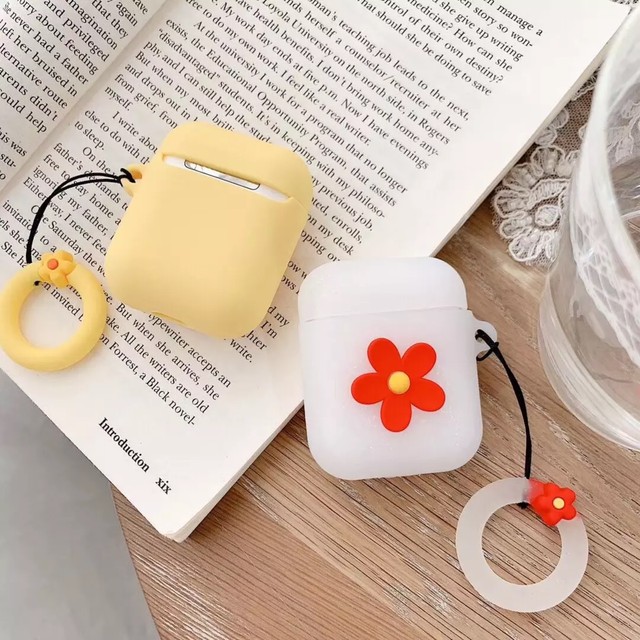 即納 送料無料 イエローのみ Airpods ケース 花柄 フラワーモチーフ 韓国 シリコン 落下防止リング Usagi Case ウサギケース 韓国iphoneケース通販