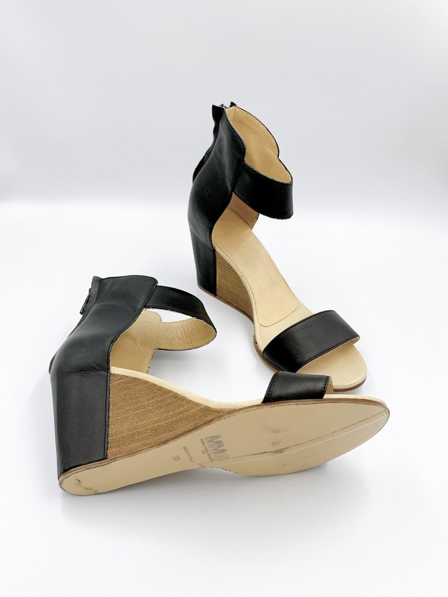 ｍｍ6 レザー アンクルストラップ ウェッジソール サンダル Mahna Mahna Outlet マナマナアウトレット