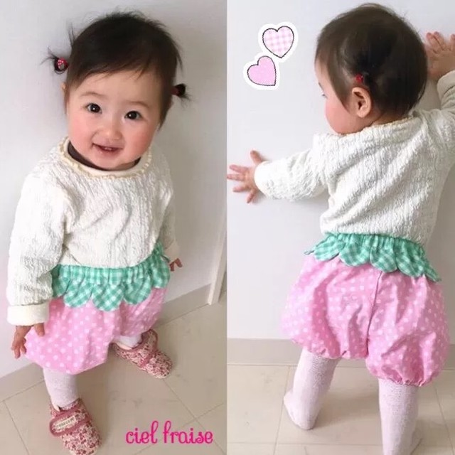 赤いちごのかぼちゃパンツ 70 90 いちごの子供服 小物のお店 Ciel Fraise シエルフレーズ