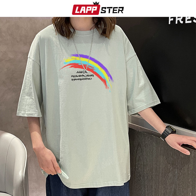 Lappsterメンズレインボープリントカップルグラフィックtシャツ21メンズサマーコットン原宿esetシャツオスtシャツ かわいい 夏物 Lappster公式ストア Efect Lappsterメンズレインボープリントカップルグラフィックtシャツ21メンズサマーコットン原宿esetシャツオスtシャツ かわいい 夏物 Lappster公式ストア Efect