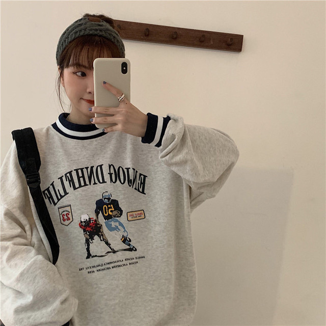 大きいサイズ レディース トップス 秋 冬 トレーナー イラスト ゆったり イラスト刺繍 長袖 古着 レトロ トレーナー オーバーサイズ スウェット シンプル メンズライク ユニセックス カジュアル お出かけ デート 通勤 通学 学生 キャンパス 旅行 普段着 部屋着 リンク