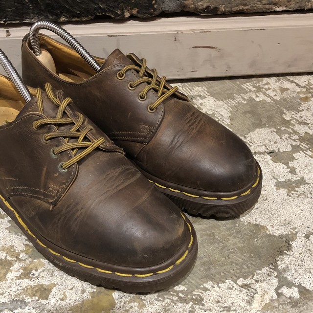 英国マーチン イングランド製 Dr Martens ドクターマーチン 4ホール ブーツ 茶 高円寺古着 Slat Albatross Vintage