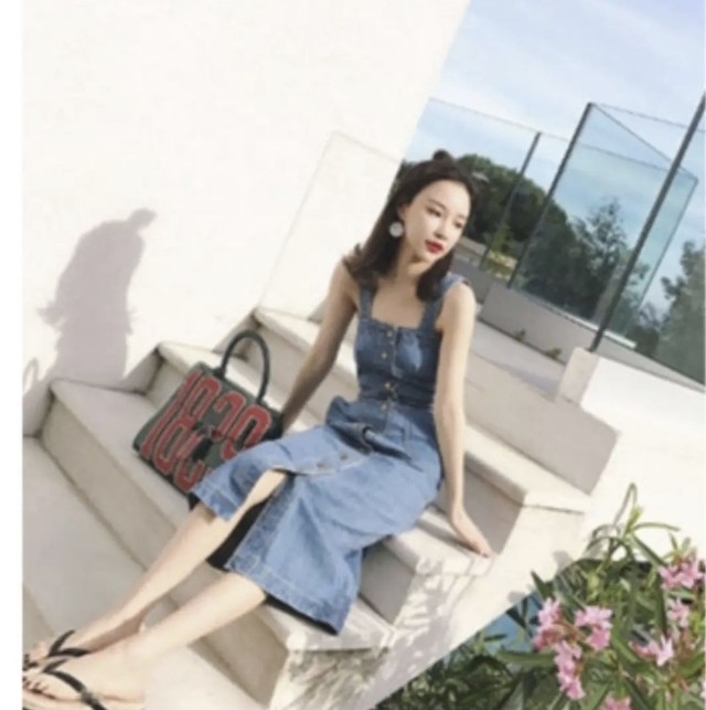デニム ワンピース タイト 韓国 オルチャン インポート La Belle Mer