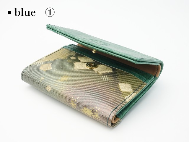 帯巻き三つ折りミニウォレット 着物帯とレザーの最も小さい大人可愛いコンパクト財布 Akihiro Kawai Leather Product