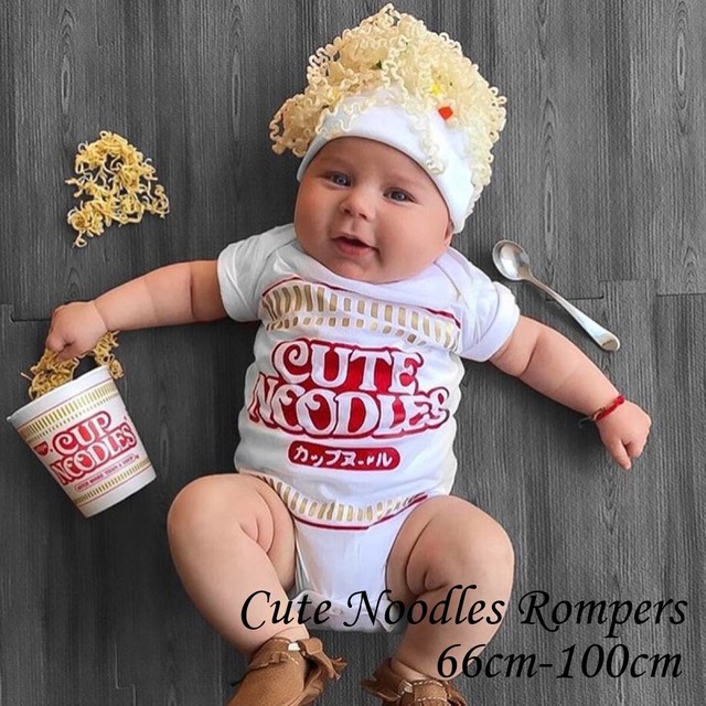 予約商品 出産祝い 男の子 女の子 ラーメンの衣装 面白い赤ちゃん 服麺ロンパース 半袖ロンパース Lavoro