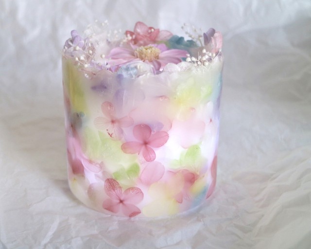 パステルランタン花キャンドル ホワイトの灯り Unjolibebe