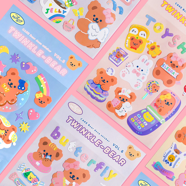 3 28再入荷 即納 Milkjoy Twinkle Bear Sticker トゥインクルベアーステッカー クマ柄シール 4デザイン 韓国 Usagi Case ウサギケース 韓国iphoneケース通販