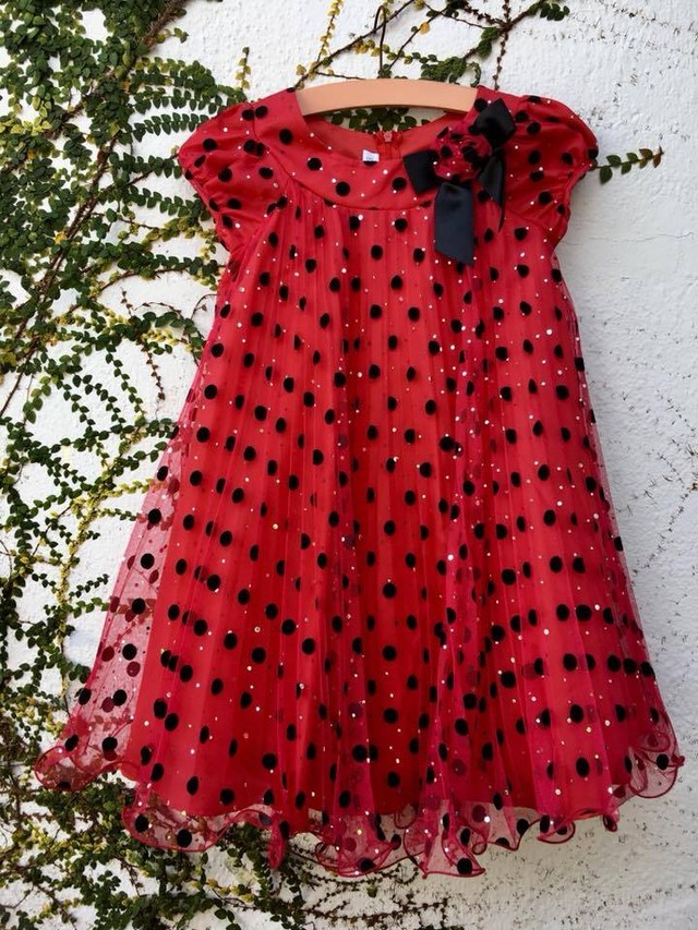 子供服 5歳 キッズワンピース ドット 水玉 リボン ワンピース Vintage Yard