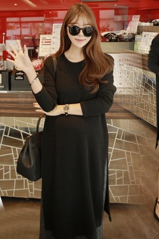 大きいサイズのレディースワンピース ロングワンピース 秋冬 きれいめ ワンピース 体型カバー レイヤード ワンピース 長袖 40代のレデースファッション マタニティ ワンピ K0878 Shopmall To You