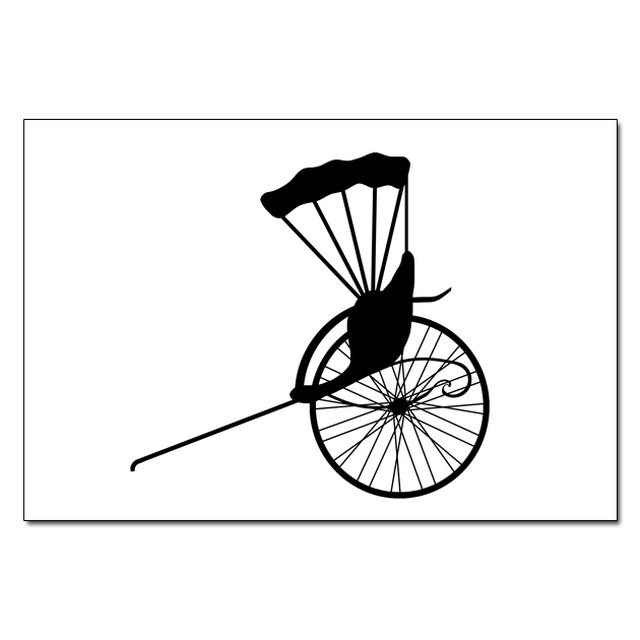 ポストカード 人力車 3枚セット イラスト屋 或る街から