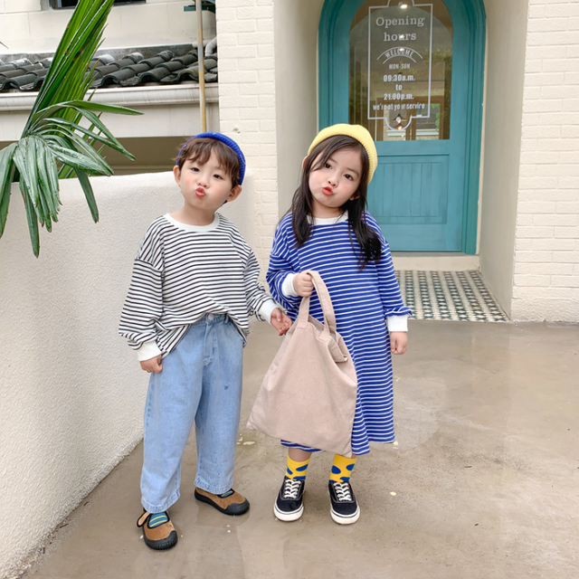 2色 ストライプ スウェット Or ワンピース 男の子 女の子 春 夏 秋 おしゃれ 人気 可愛い Coolkids