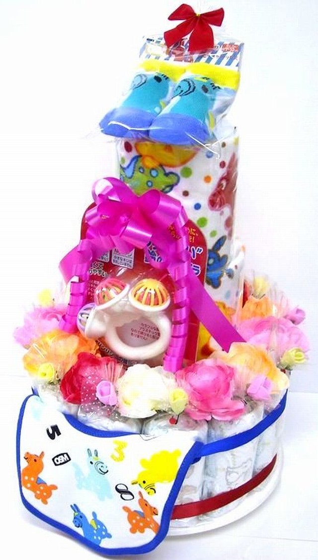 出産祝い オムツケーキ ３段おむつケーキ ロディ３r 男の子用 ブルーリボン Peterpan2