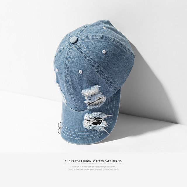 Inflationデニムホールダメージカジュアル野球帽ファッションストリートメンズ帽子調整可能なブランドサマースナップバックキャップ097ci18 夏物 アジャスタブル インフレ公式ストア Efect