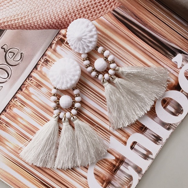 【即納】big fringe earrings