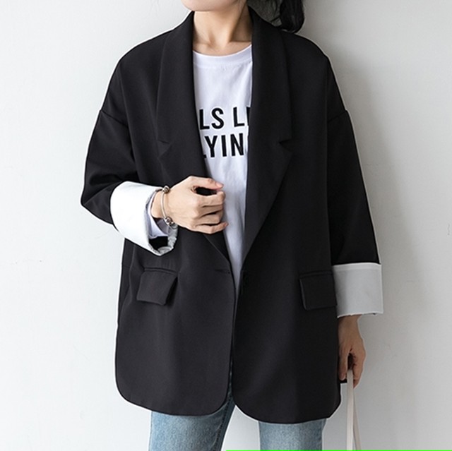 ジャケット アウター ロールアップ コート ゆったり オーバーサイズ クール レトロ トレンチ カジュアル カジュアルミックス きれいめ メンズライク ポケット 無地 おしゃれ トレンド 春 Like Fashion