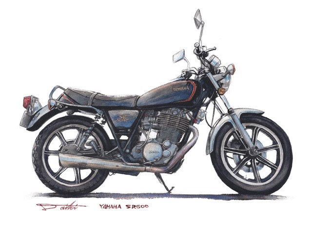 水彩バイクイラスト ポストカード コサカのアトリエ オンラインショップ