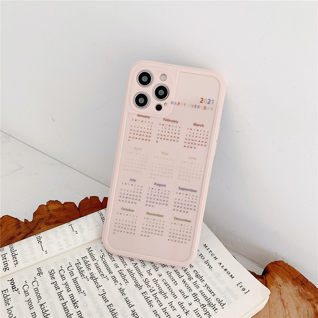 送料無料 Iphoneケース スマホケース 21年 カレンダー ピンク Happy Everyday 人気 おしゃれ アート 便利グッズ 日本未発売 輸入雑貨 Hachinohe Base 1518