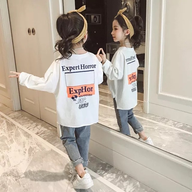 Kst7 送料無料 Kids Baby Expバックロゴ ロンt ルーズt ルーズtシャツ バックプリントtシャツ ストリートファッション 男の子 女の子 リンクコーデ ファミリーコーデ 親子コーデ Maile