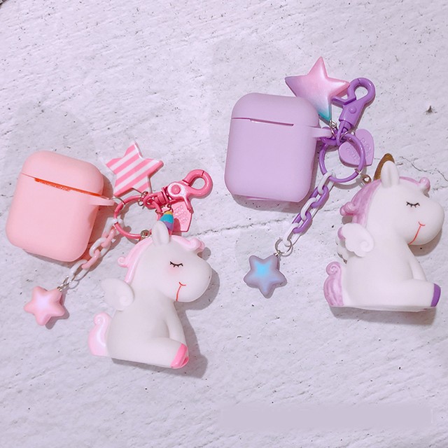 Airpodsケース 小物 テックアクセサリー Airpods エアーポッズ ケース カバー 保護 シリコーン ユニコーンチャーム 可愛い フェミニン 存在感 おしゃれ こだわり Hi 1907 Kufu