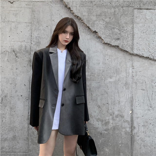 新作 グレージャケット スーツジャケット ルーズ ブルゾン レディース アウター ハウスクショップ