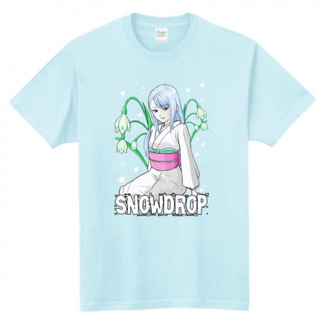 雪女と待雪草 Tシャツ さのふぁみりあのかわいいオリジナルキャラクタープリントtシャツ