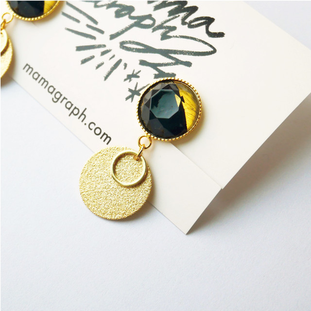 013 ゴールドプレートのツートーンデザインイヤリング Mamagraph ママグラフ