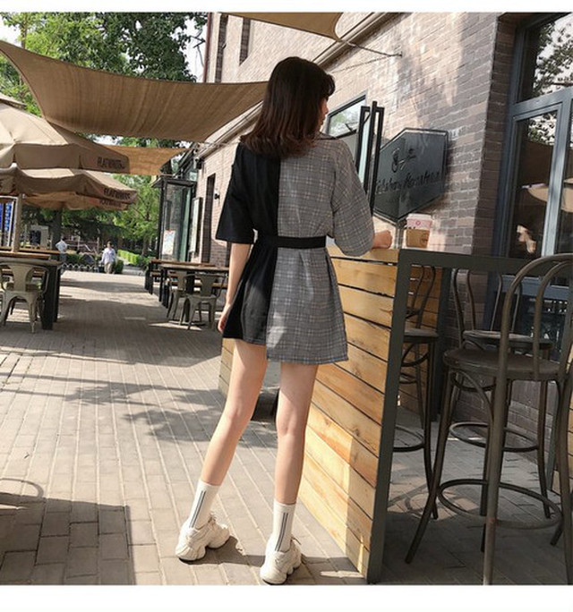 ワンピース ストリート系配色切り替えaラインショートワンピース Ipopstore ド定番から最新のものまで網羅 ストリート 系ファッション専門店