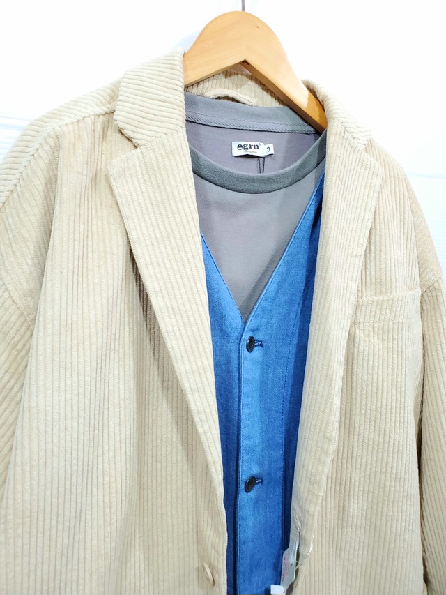 コーデュロイテーラードジャケット オフホワイト 乱掘堂